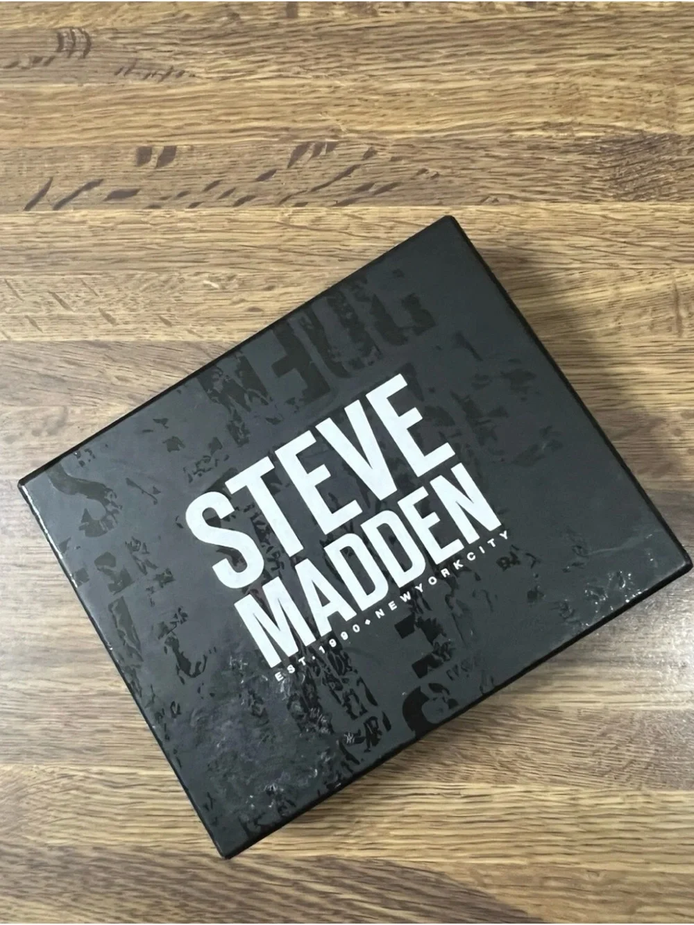 Steve Madden Black Leather Trifold Wallet with RFID Shielding